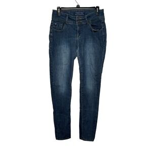 Cest Toi Women's Jeans Skinny Double Button Closure Denim Dark Blue Waist Sz. 28